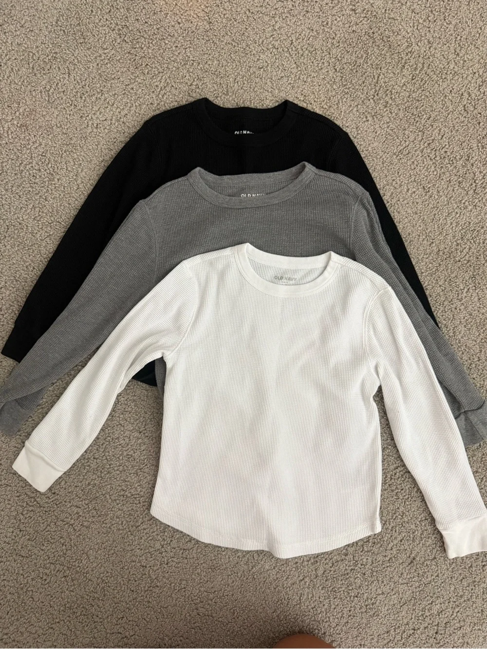 Kids Long-Sleeve Thermal Top - White, Gray & Black
